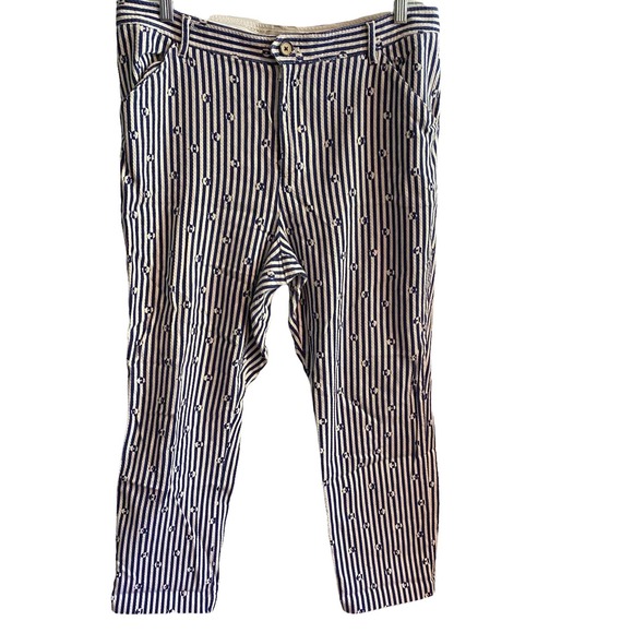 Anthropologie Pants - Anthropologie The Essential Slim Textured Pants Blue White Size 16